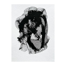 Lade das Bild in den Galerie-Viewer, Abstrakte Originalarbeit auf Papier in Schwarz und Weiß, Gouache und Fineliner, freie Linienführung und überlagerte Flächen, Teil der Serie Schwellenraum.
