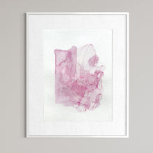 Load image into Gallery viewer, Detailansicht einer abstrakten Papierarbeit mit feiner rosa Linienführung und Gouache, sichtbare Papierstruktur und handgearbeitete Oberfläche.

